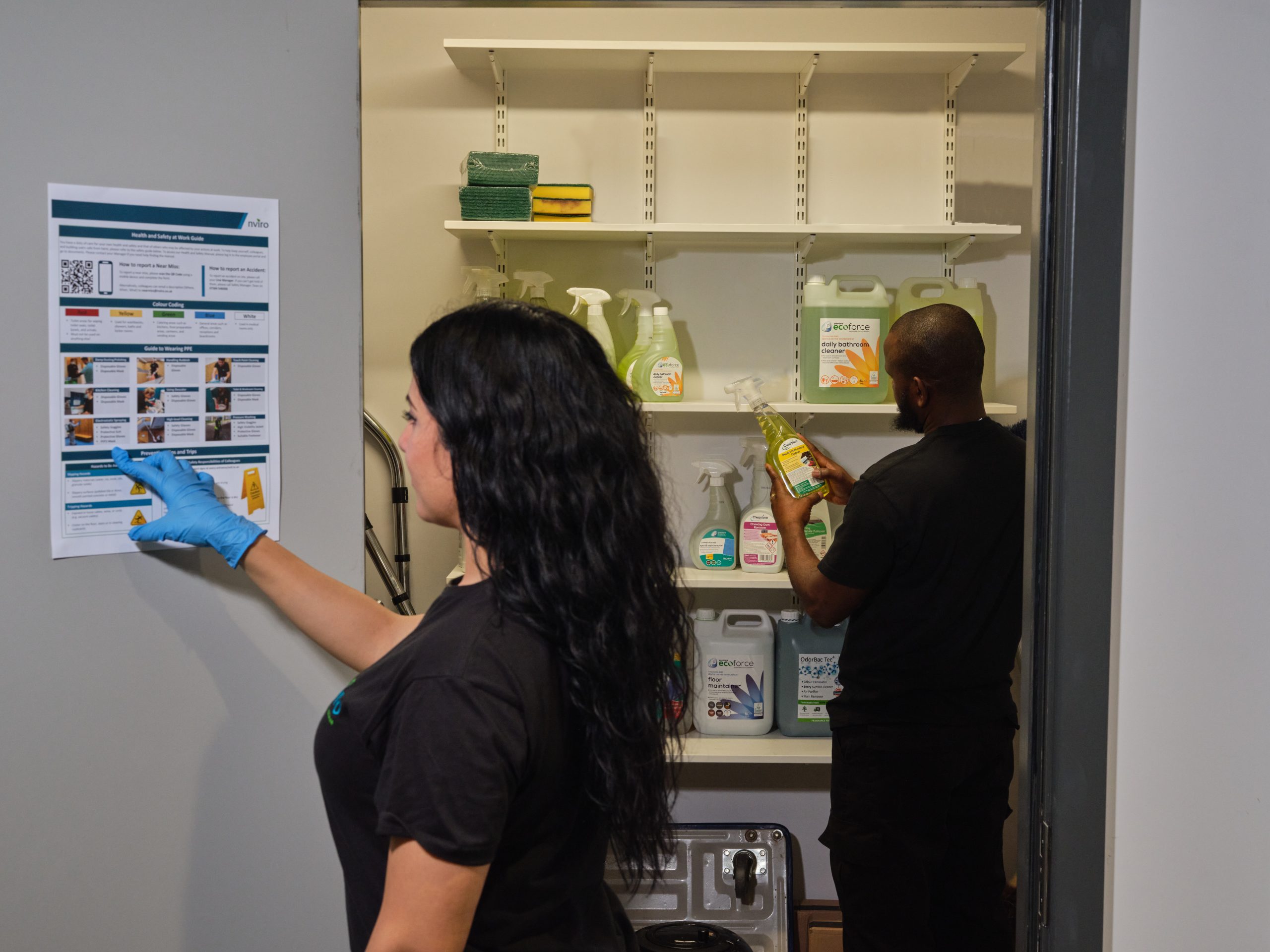 Cleaners looking at consumables products