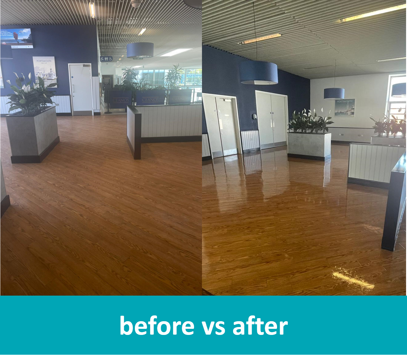 Before and after - hard floor cleaning